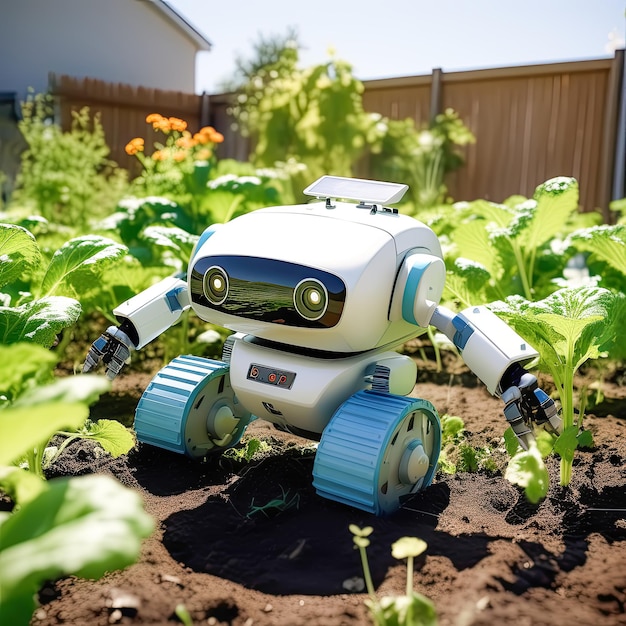 Un drôle de petit appareil robotique qui désherbe le jardin de la cuisine.