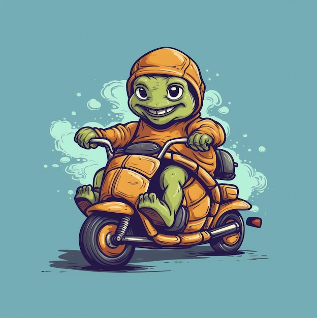 La drôle de tortue à moto