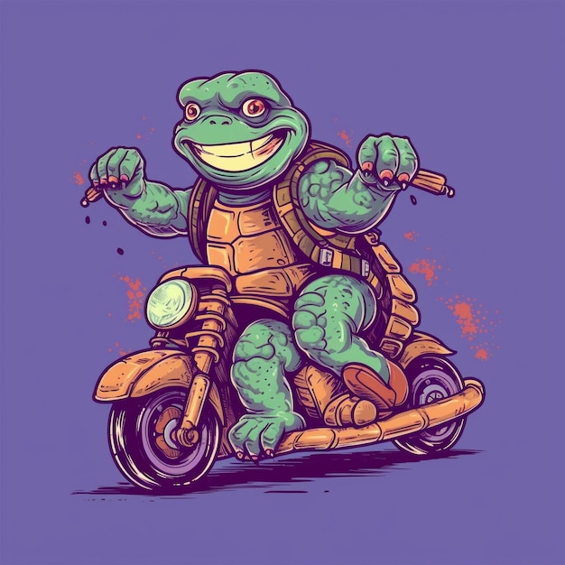 La drôle de tortue à moto