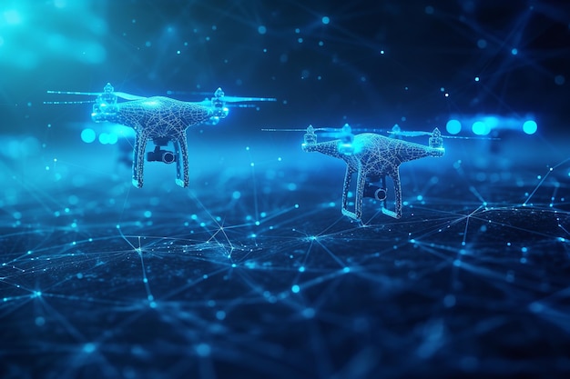 Un drone dans un contexte numérique avec l'espace un concept de numérisation IA générative