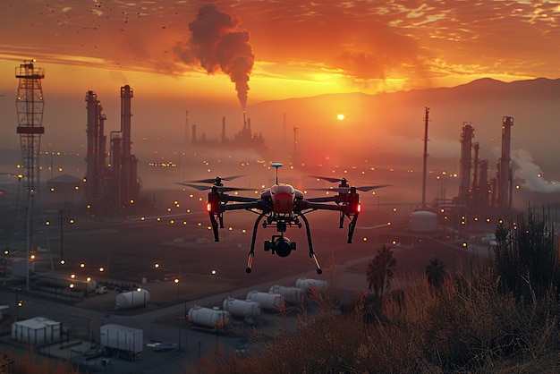 Le drone est utilisé pour l'exploration des infrastructures pétrolières.