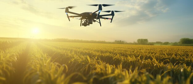 drone quad sur le champ de maïs vert