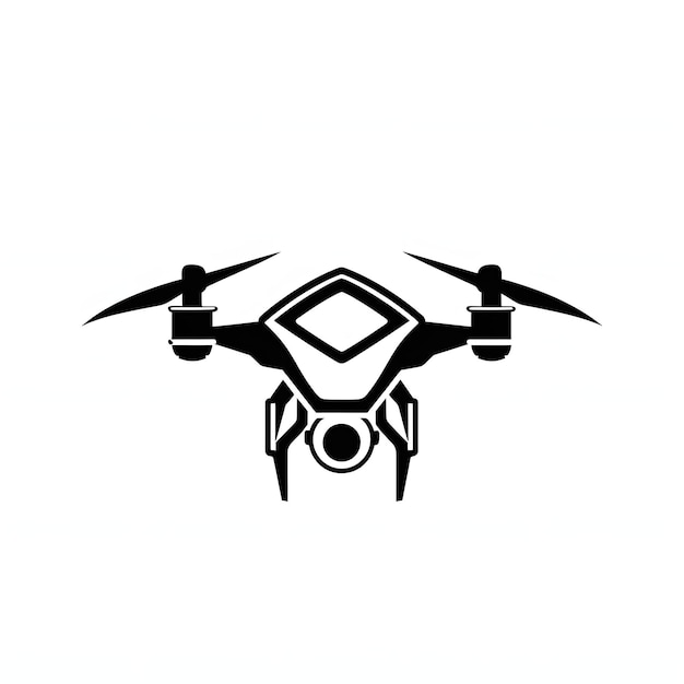 Photo drone quadcopter icône plate noire sur un fond blanc un symbole simple
