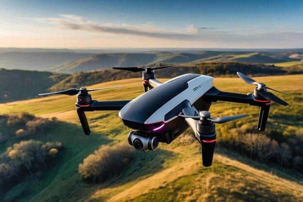 Un drone survolant un champ de blé doré