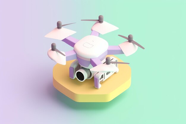 Un drone violet avec une caméra dessus.