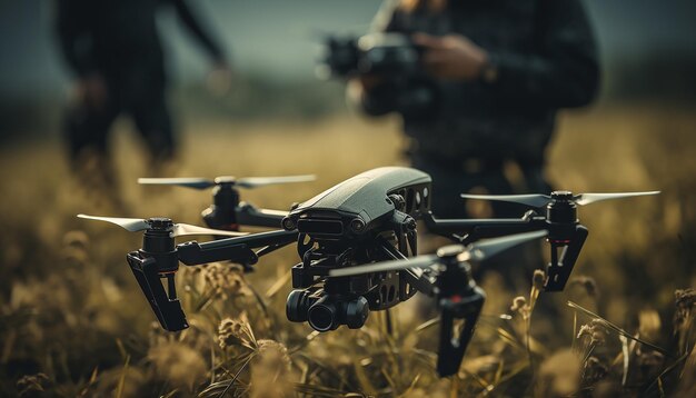 Des drones armés prêts à attaquer Photographie technologique par drone