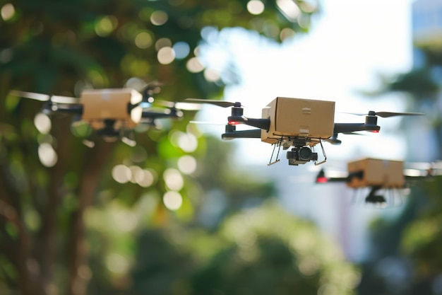 Des drones contrôlés par l'intelligence artificielle qui livrent des colis pour les achats en ligne