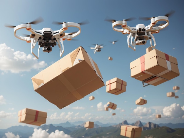 Photo drones avec innovation en matière de livraison aérienne de colis