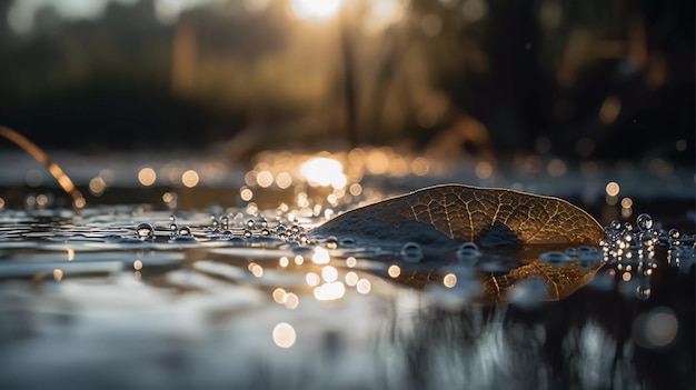 Droplet Dance gouttelettes d'eau dansant à la surface d'un étang Generative Ai