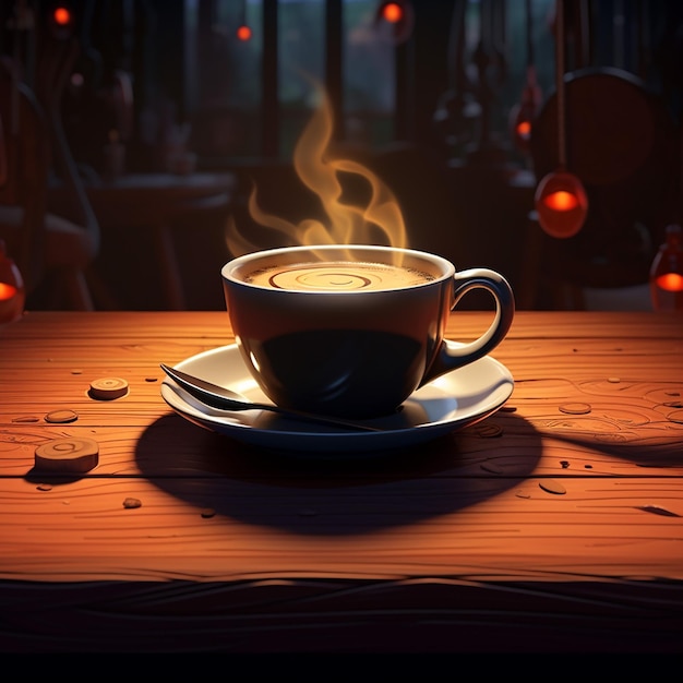 du café chaud sur la table