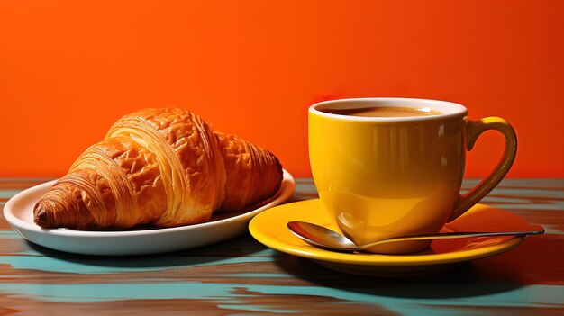 du café et du croissant Generative Ai