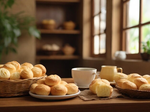 du café et du pain au fromage