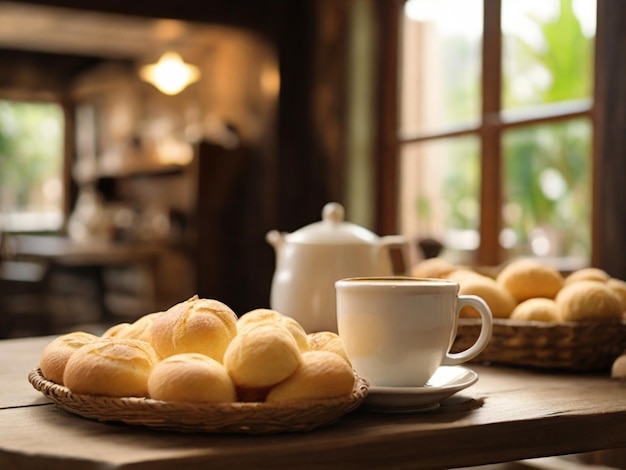 du café et du pain au fromage