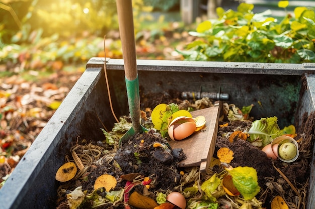 Photo du déchet à la merveille transformer les restes de cuisine en ia génératrice de sol riche en nutriments