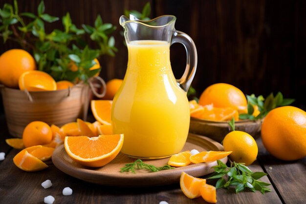 Photo du jus d'orange dans la cruche.