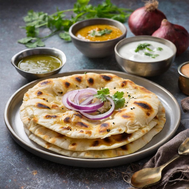 du naan au beurre indien sur assiette