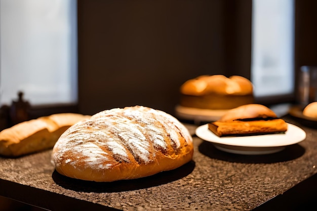 Du pain au levain servi à table