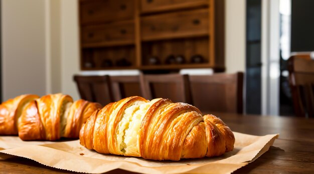 du pain croissant sur une table