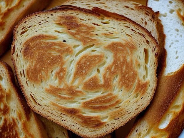 Du pain grillé présentant sa surface croustillante et croustillant a généré