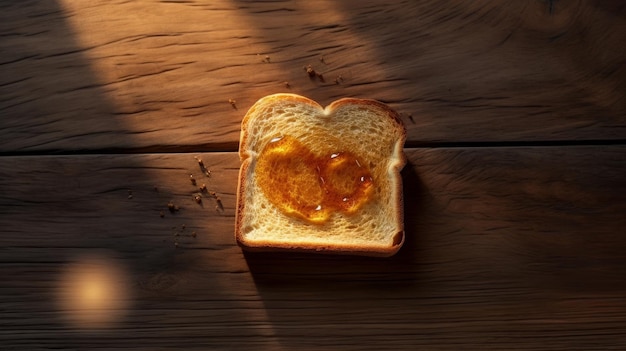 Du pain grillé sur une table en bois