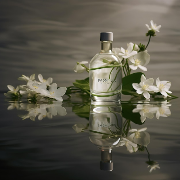 Photo du parfum avec des fleurs de jasmin