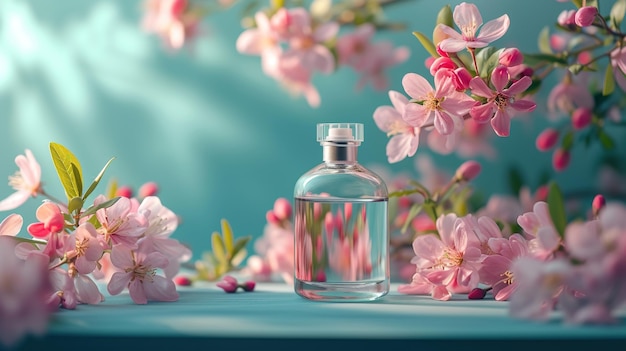 Photo du parfum avec des fleurs