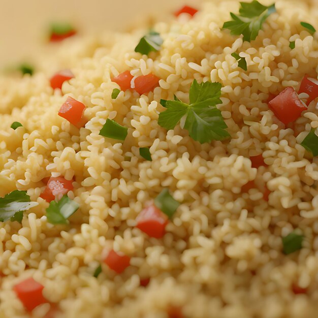 Photo du riz avec quelques morceaux de persil et de persil