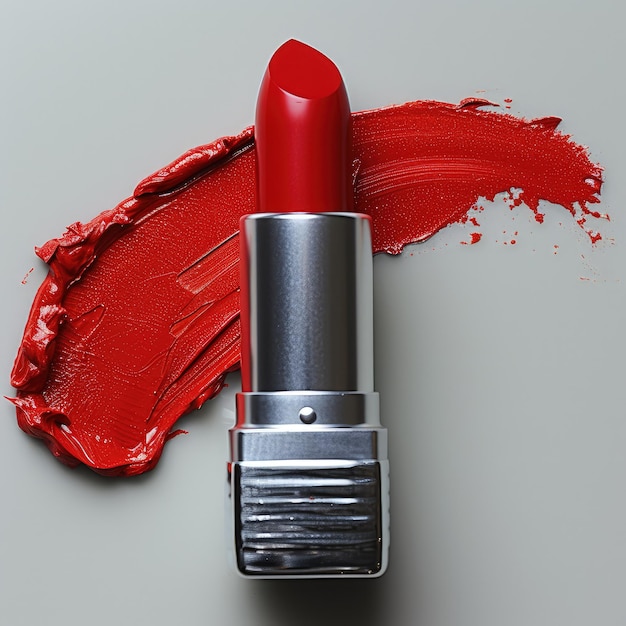 Photo du rouge à lèvres émaillé et un tube de rouge a lèvres