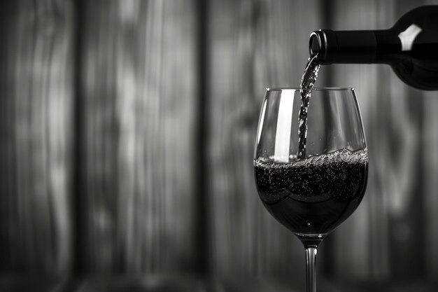 Du vin versé dans un verre sur un fond noir