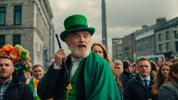 Dublin (Irlande) - Les artistes et la foule participent à la fête de Saint-Patrick.