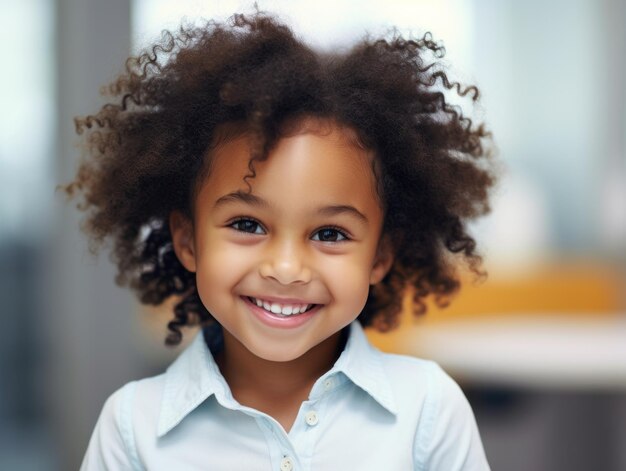 Éducation des filles afro-américaines Heureuse et belle fille afro sourit IA générative