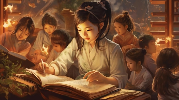 Éducation des filles asiatiques Art génératif ai