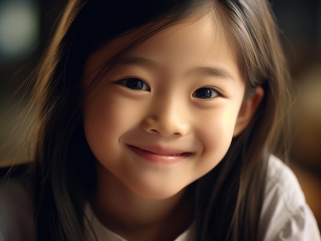 Éducation des filles asiatiques Heureuse et belle fille asiatique sourit IA générative