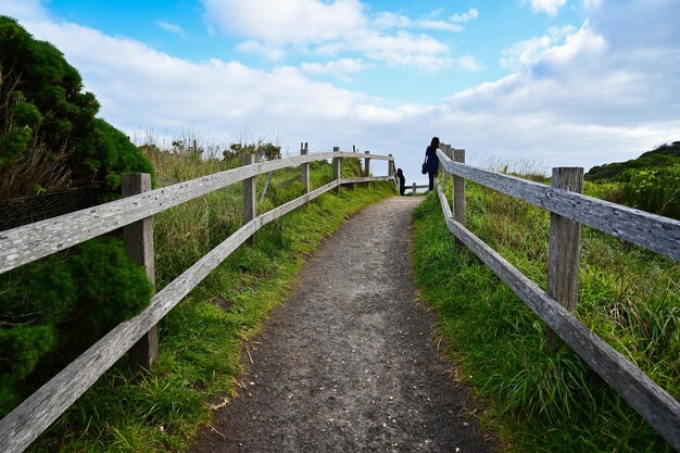 Photo dune côtière avec passerelle en bois