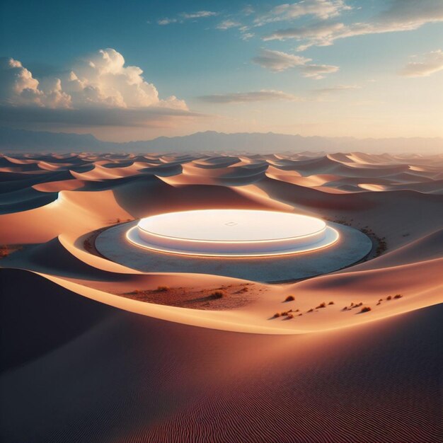 une dune de sable avec un bassin d'eau au milieu