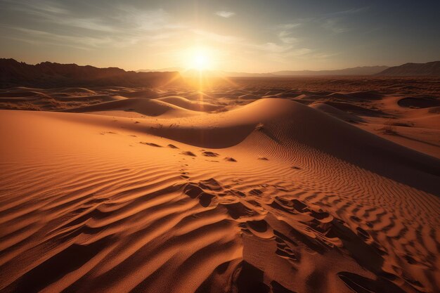 Des dunes brûlantes du désert sous le soleil ardent générative IA