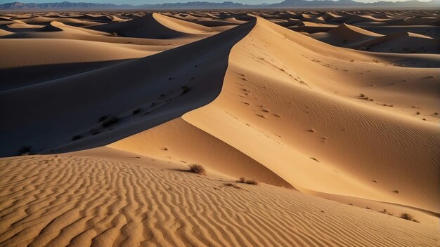 Les dunes dorées du désert au coucher du soleil