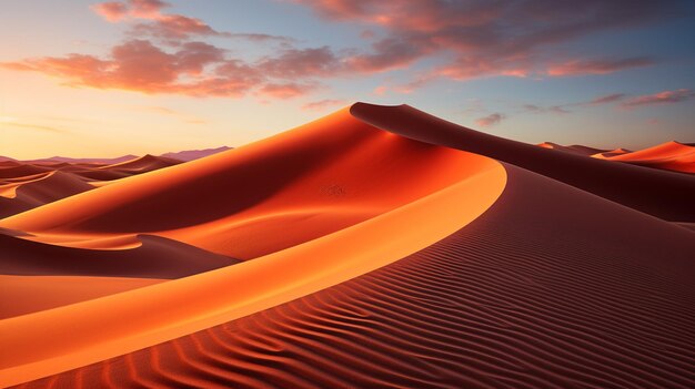 Photo les dunes du désert à l'heure d'or