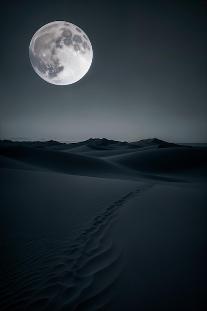 Photo les dunes noires du désert la nuit