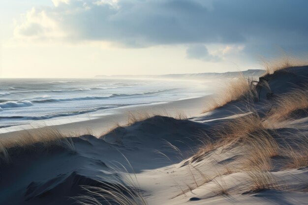 Dunes de sable sur la côte de la mer du Nord