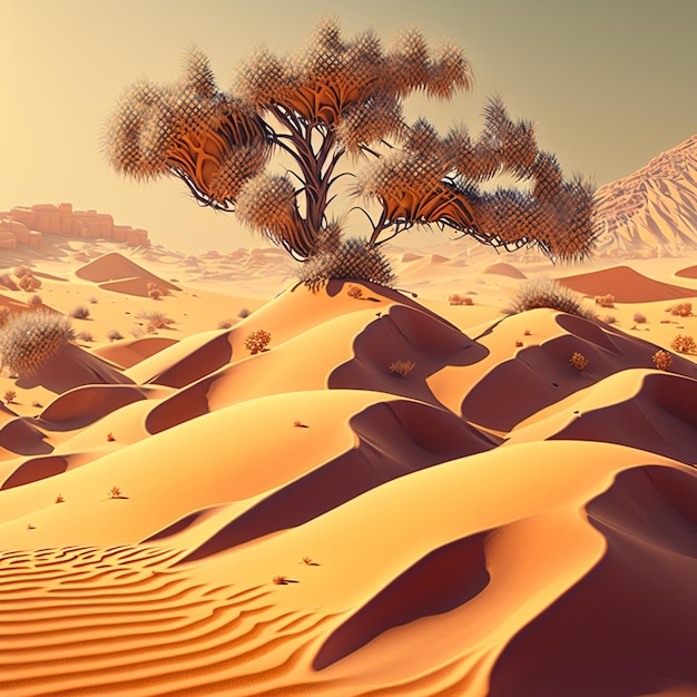 Dunes de sable dans le paysage désertique AI