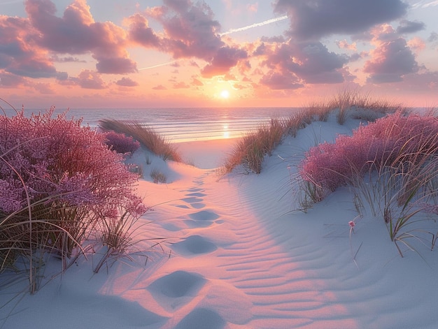 Des dunes de sable doux au lever du soleil