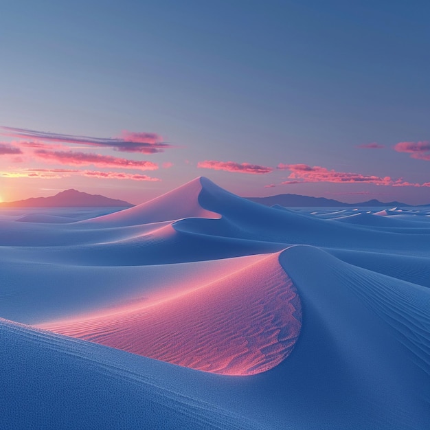 Photo des dunes de sable doux au lever du soleil