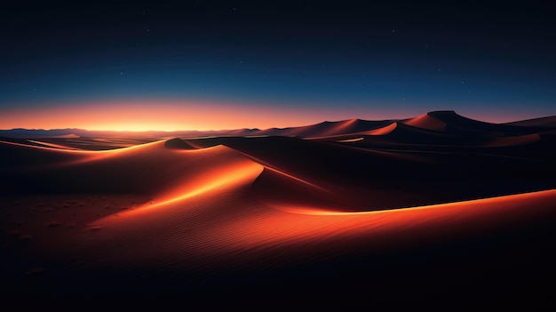 Photo des dunes de sable du désert au coucher du soleil illustration de rendu 3d