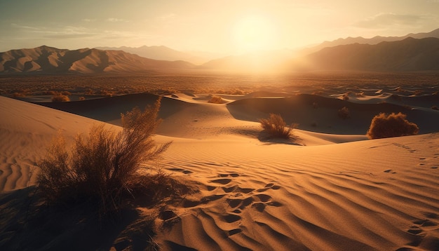 Dunes de sable ondulées en Afrique aride Beauté majestueuse générée par l'IA