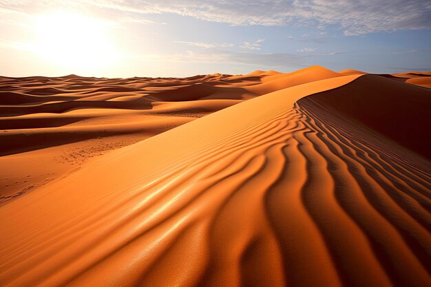 Photo des dunes de sable orange et des ondulations de sable