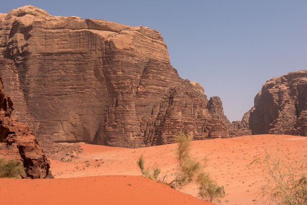 Photo des dunes de sable rouge et des falaises de grès