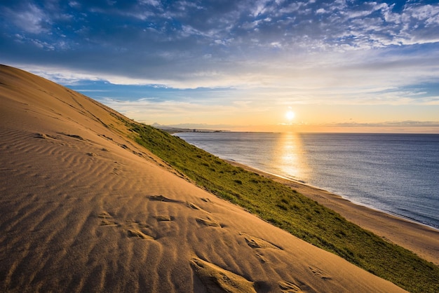 Photo dunes de sable de tottori au japon