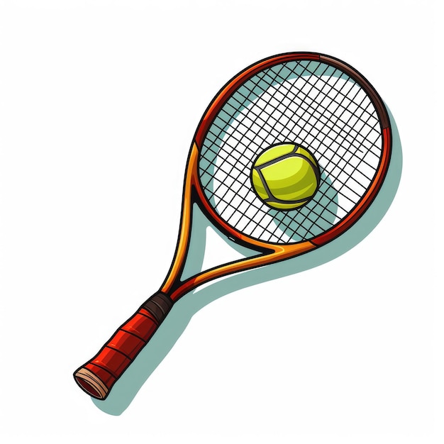 Duo de tennis dynamique Clipart vibrant de balle de raquette de tennis