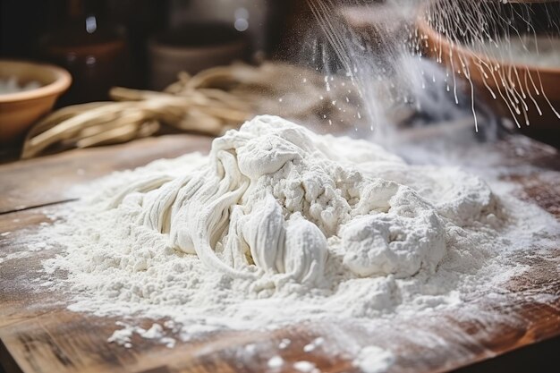 Photo dust off votre tablier maîtriser l'art de la préparation de nouilles fraîches avec de la farine